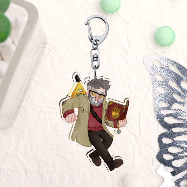 Gravity Falls Possessed Ford Glitter Acrylic Keychains