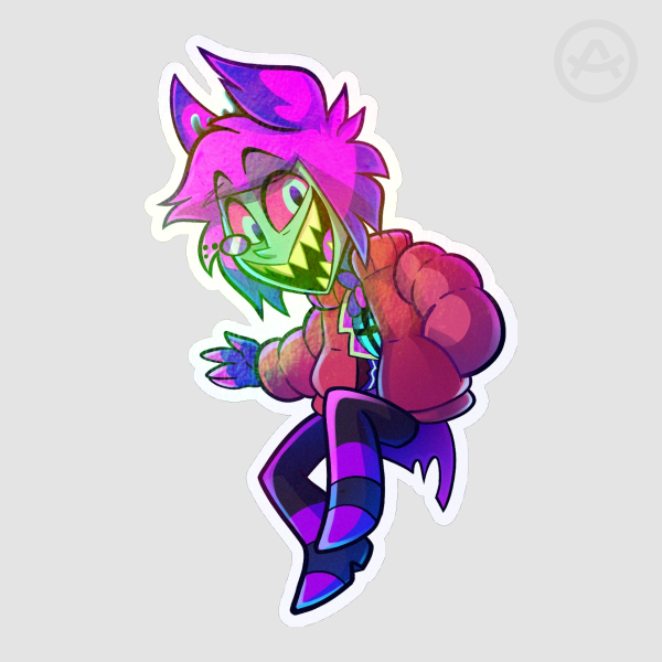 Winter Alastor (neon) - Rainbow Holo Sticker