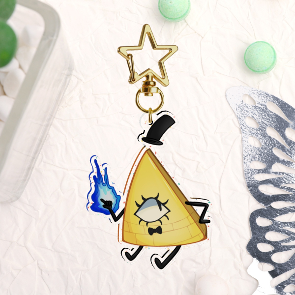 Gravity Falls Bill Cipher Glitter Acrylic Keychains