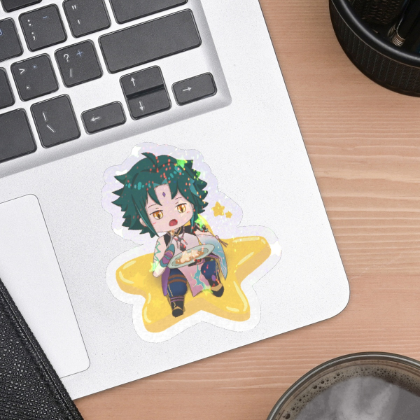genshin impact | xiao sitting on a star sticker