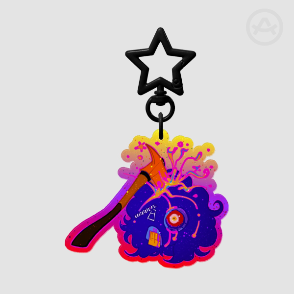 Hatchet Head Deus Glitter Keychain