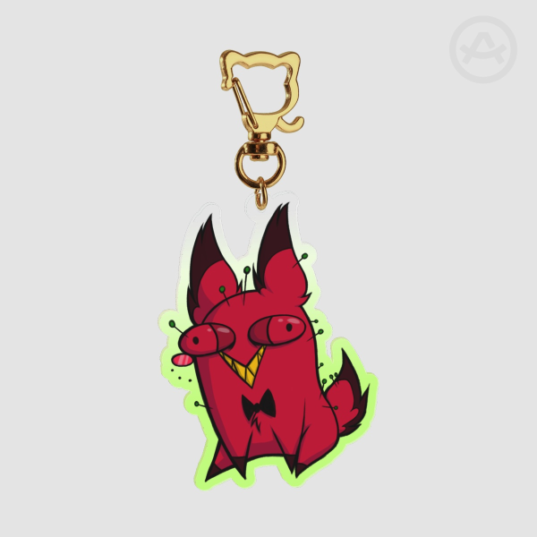 Cursed Cat Alastor (covered in pins) Colored Edge Acrylic Keychains