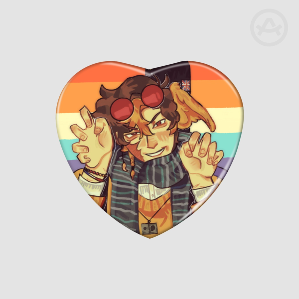 QSMP Wilbur Soot AroAce Heart Shape Holographic Badges