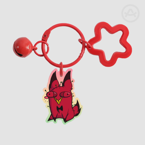 Cursed Cat Alastor (covered in pins) Colored Edge Acrylic Keychains