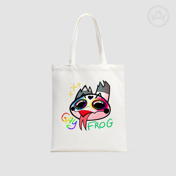 Fizzie (Gay Frog) Horizontal Part-print Canvas Tote Bags - 13.7″x15.7″(35x40cm)
