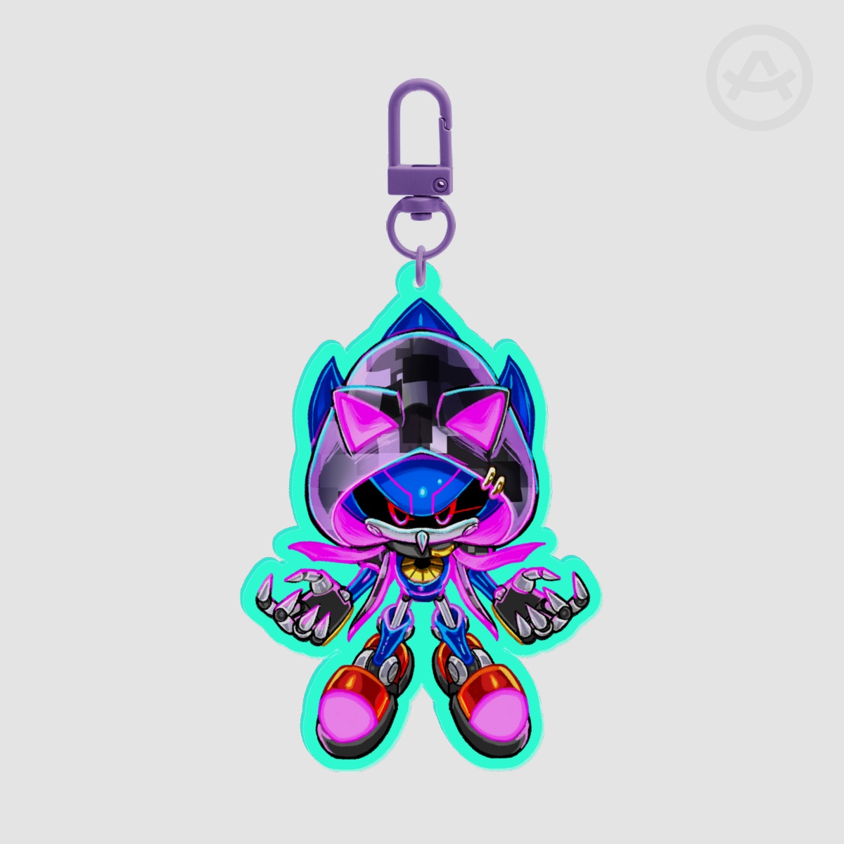 Metal Neon Hedgehog Acrylic Keychain