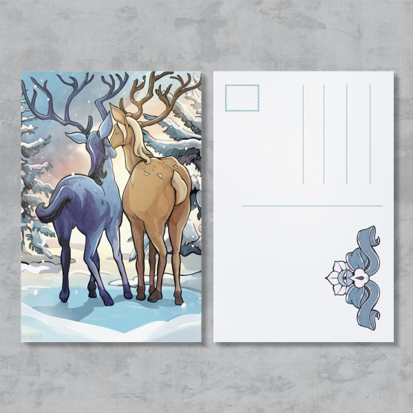 Winter Deer ShadowVanilla Postcard