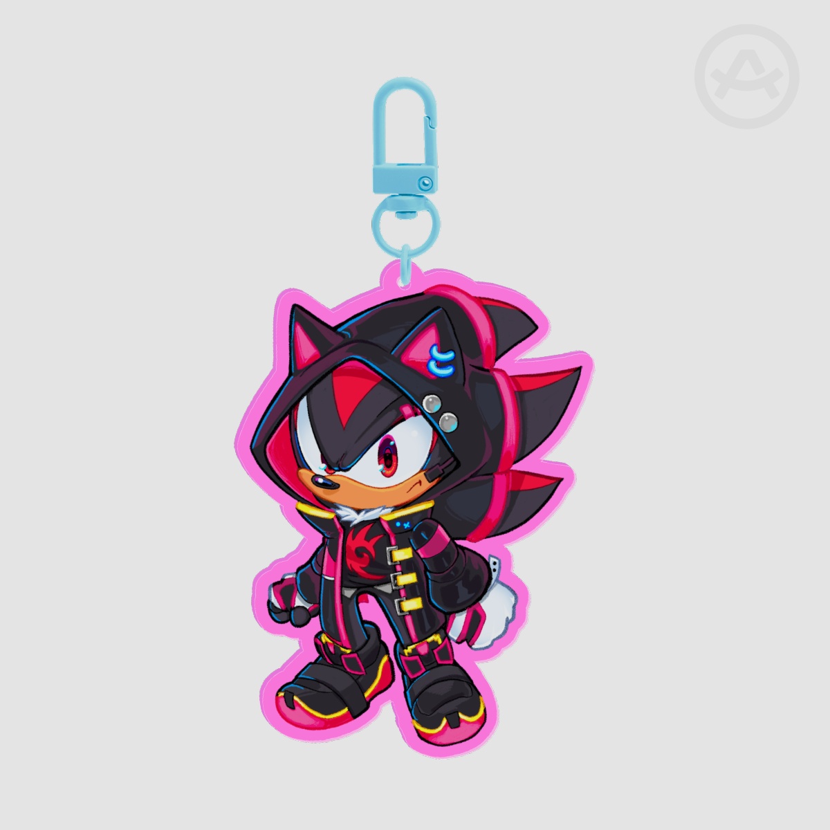 Black Neon Hedgehog Acrylic Keychain
