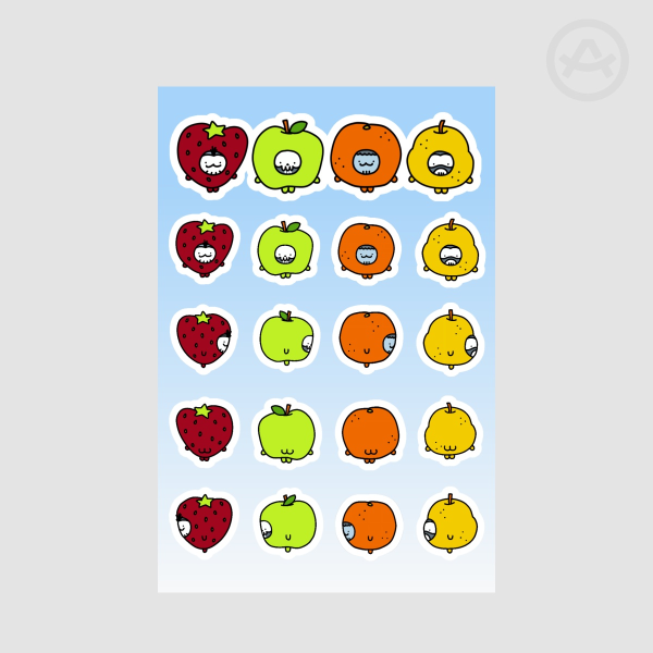 Sticker Sheet - Task Fruit 141 Doodle