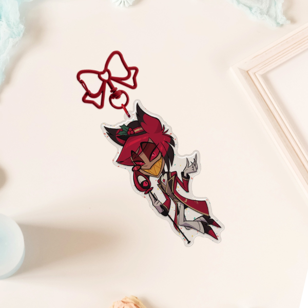 Xmas Alastor Epoxy Glitter Acrylic Keychains
