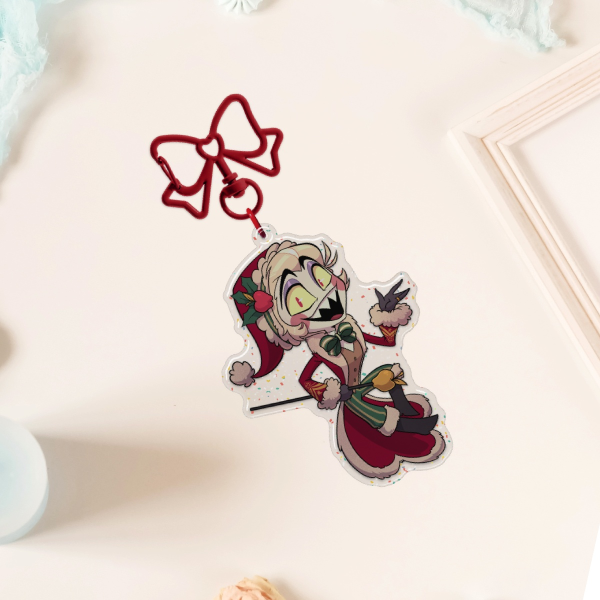 Xmas Lucifer Epoxy Glitter Acrylic Keychains