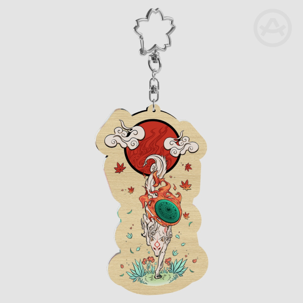 Okami - The Sun Rises - Wood Keychain