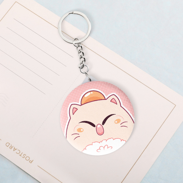 Moogle Plush Badge Mirror Keychain