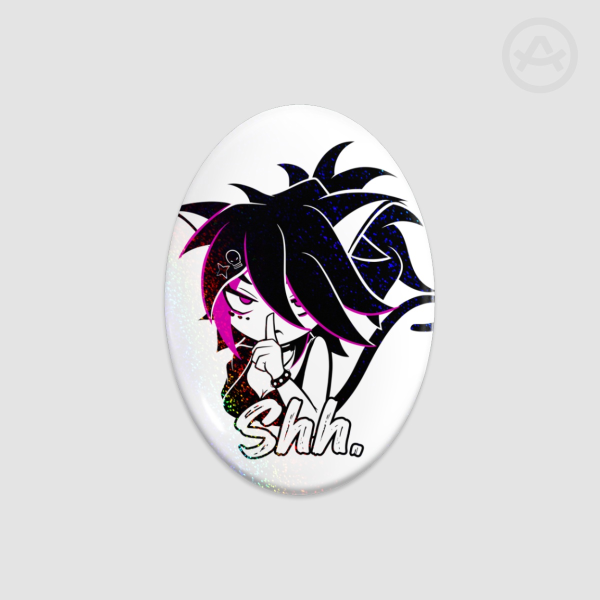 Shh Goth Cat Aligna - Oval Badge