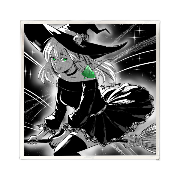 Witch Girl Art Board – Silver-Edged | 5.5" x 5.5" (140 x 140 mm)