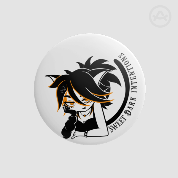 Intentions Goth Cat Aligna - Button Pin