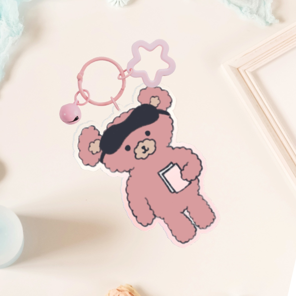 Cool Pink Bear Acrylic Keychains