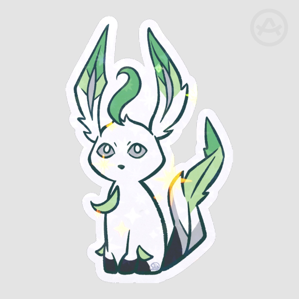 Pride Leafeon (Aromantic) - holo Sticker