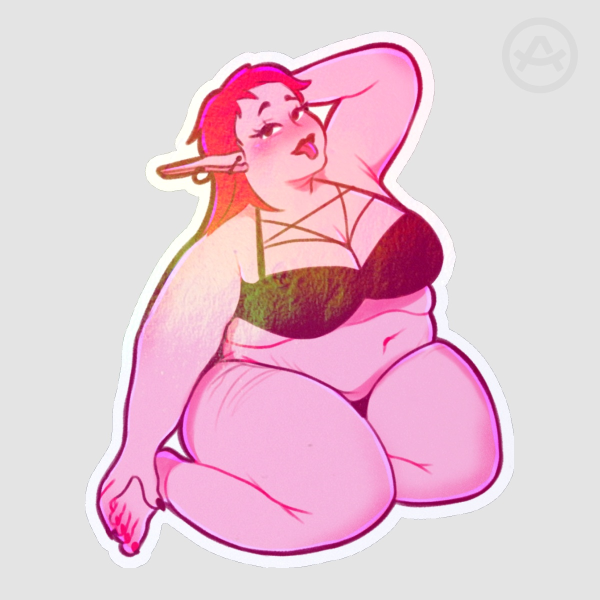 Large Holographic Pinup Die Cut Sticker - Pink