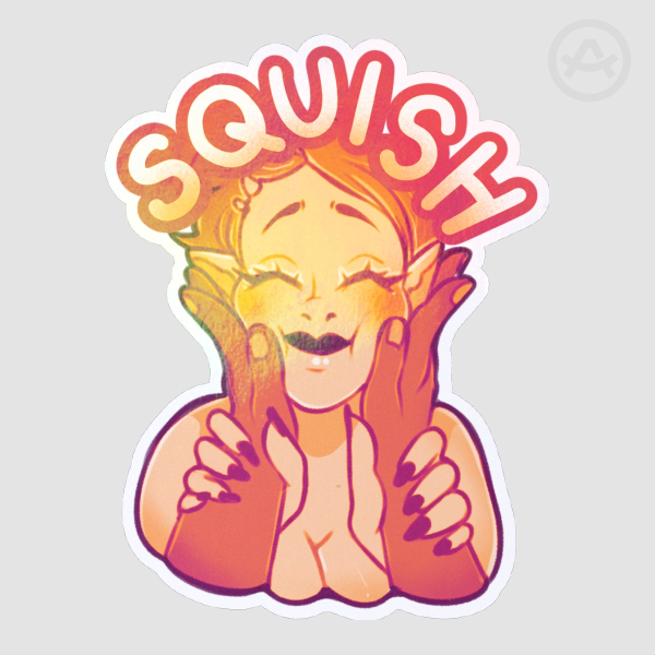 Large Holographic Pinup Die Cut Sticker - Squish