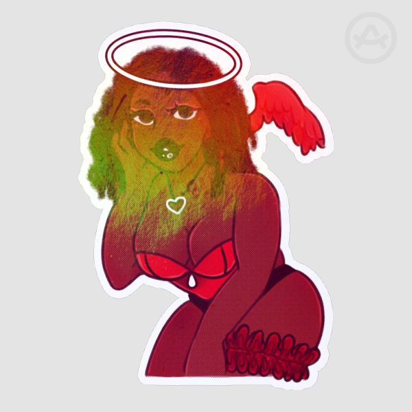 Large Holographic Pinup Die Cut Sticker - Red