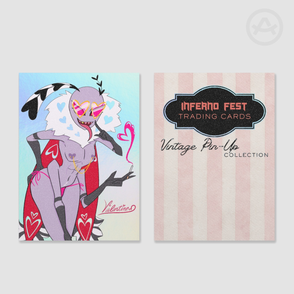 VALENTINO - Hazbin Vintage Pin-Up HOLOGRAPHIC  INFERNO FEST Trading Card