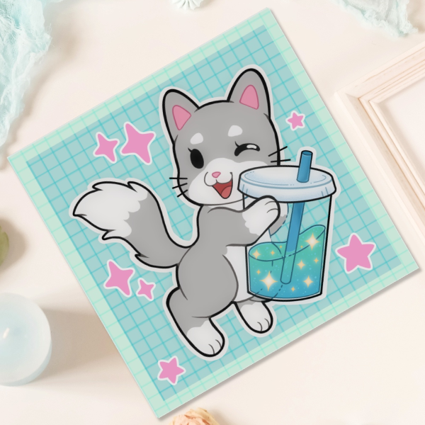 Drink Cat Wood Coaster