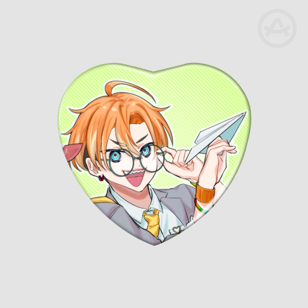 Isotake Akuta - Heart Shape Holographic Badges