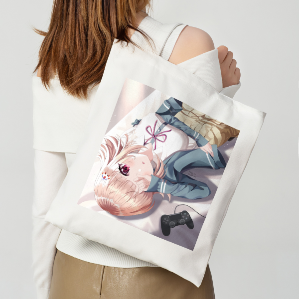 Chiaki Nanami (Danganronpa) Horizontal Part-print Canvas Tote Bags - 13.7″x15.7″(35x40cm)