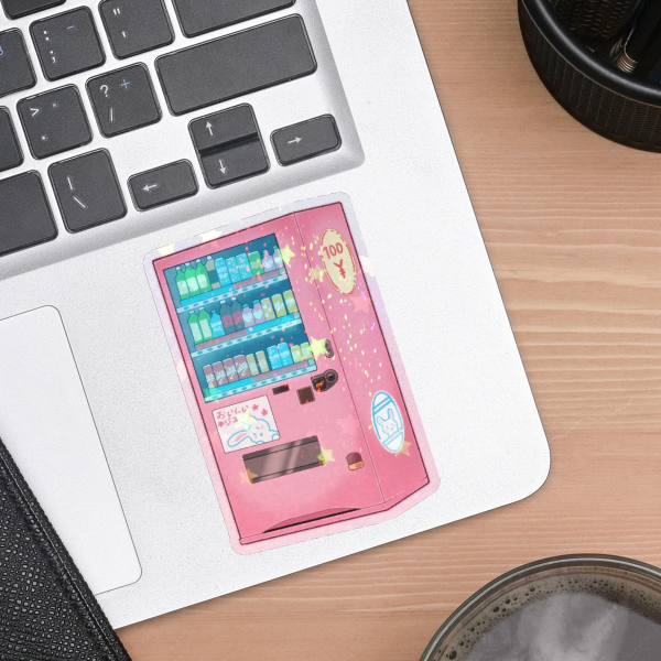 Glitter Pink Vending machine Die Cut Sticker