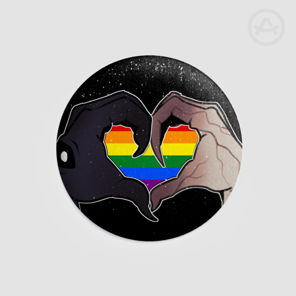Round Badges (Button Pins) - Queer monster hands - pride