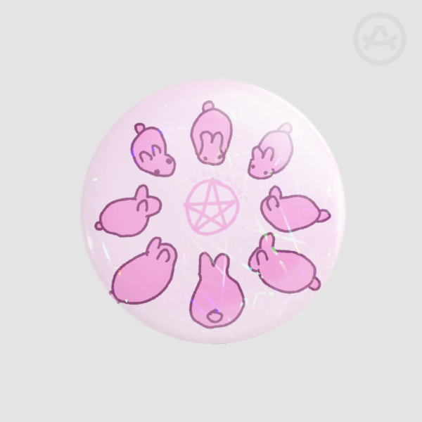 Pentagram bunnies (Button Pin)