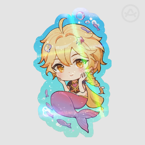 Aether blushing Merman Sticker Holo