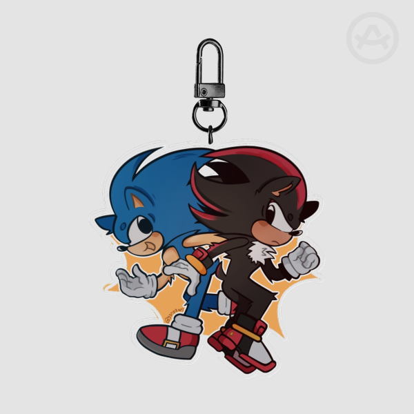 Sonic and Shadow (Sonadow) Keychain 💙🖤♥️