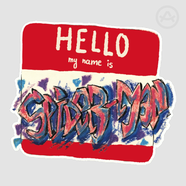 Pegatina "Hello My Name Is" Spider-Man