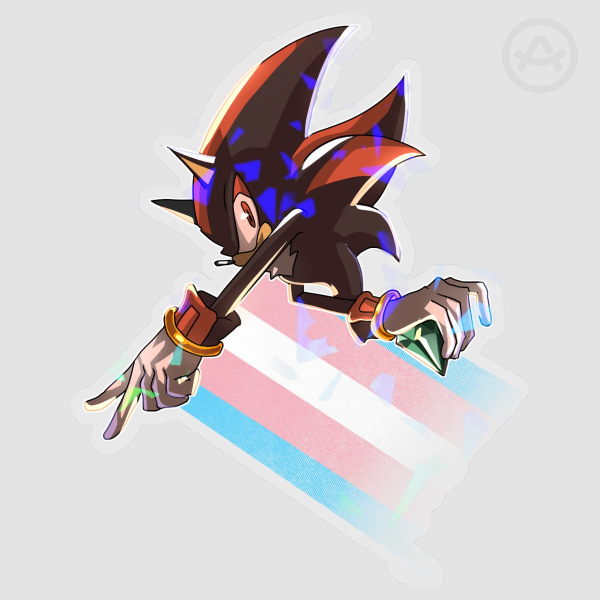 Clear PET Vinyl Die Cut Stickers - Shadow says trans rights!