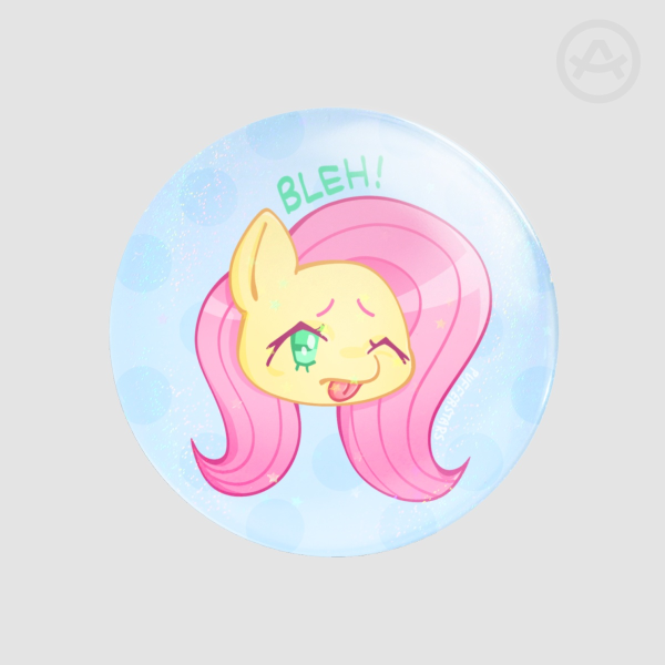 fluttershy "bleh!" button badge