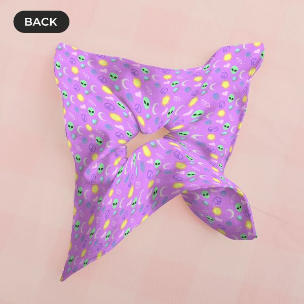 Purple Out Of This World Space Alien Pattern Scrunchie (Square)