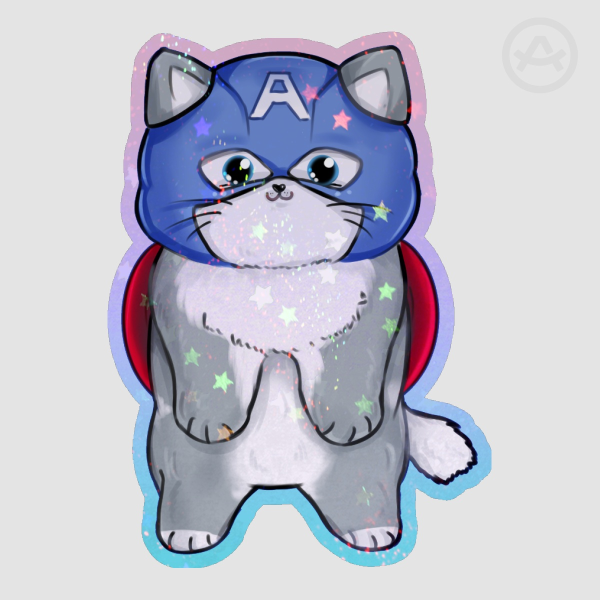 Cap Kitty Sticker