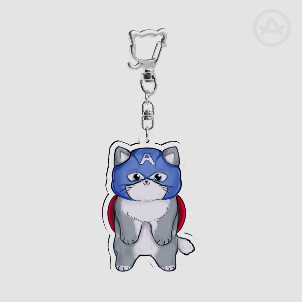 Kitty Captain America Keychain