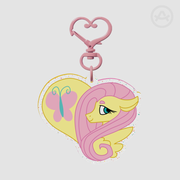 Fluttershy heart Glitter Acrylic Keychains