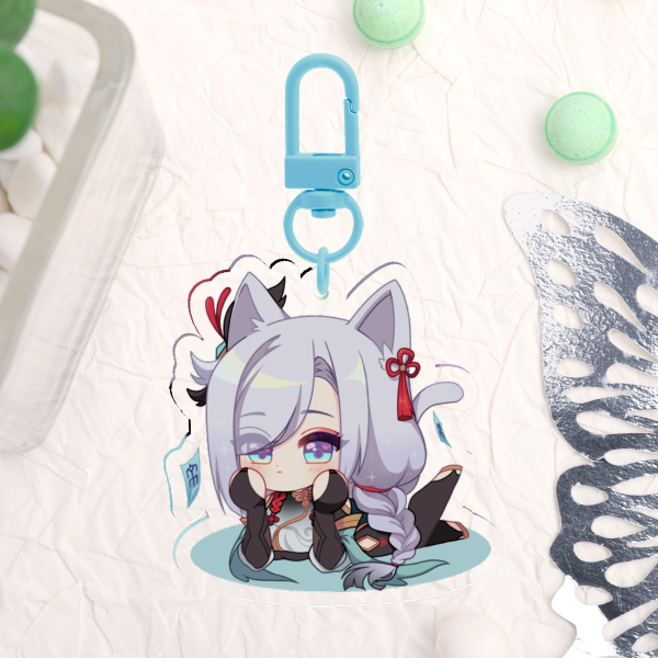 GENSHIN IMPACT - SHENHE KITTY - ACRYLIC KEYCHAIN