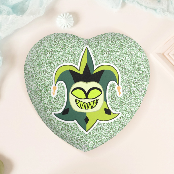 Mammon Green Heart Shape Plush Badge