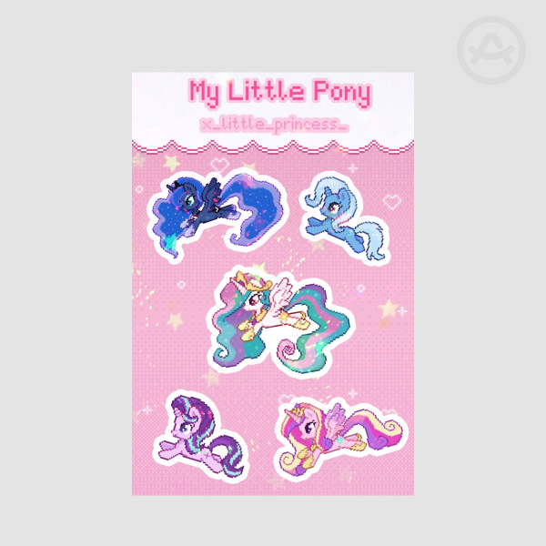 My Little pony Princesses Pixel sticker sheet