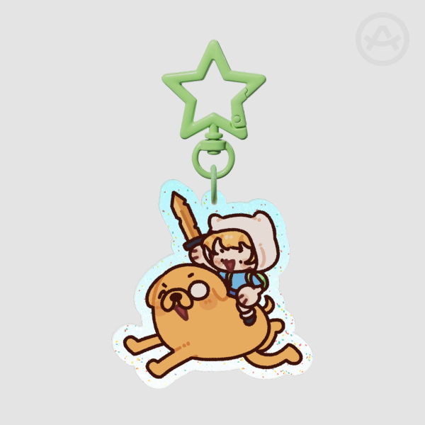 Finn and Jake - Glitter Acrylic Keychain