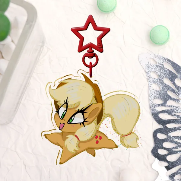 Applejack My Little Pony Glitter Acrylic Keychain