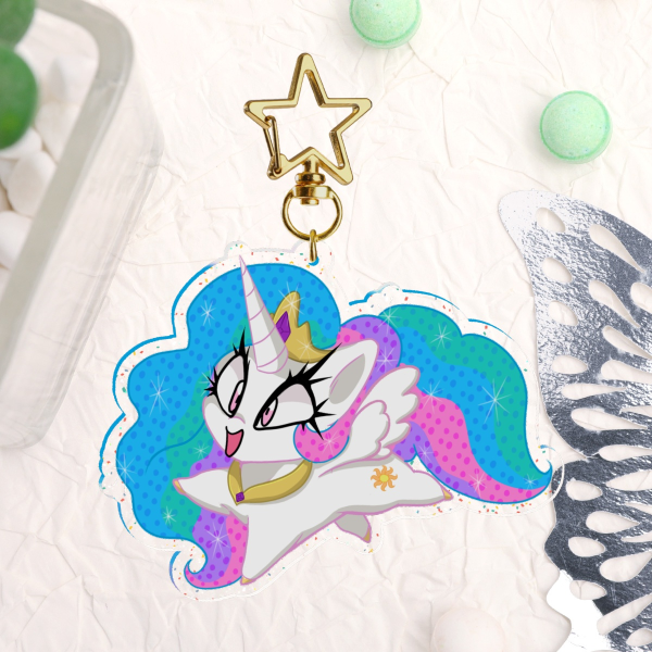 Celestia My Little Pony Glitter Acrylic Keychain