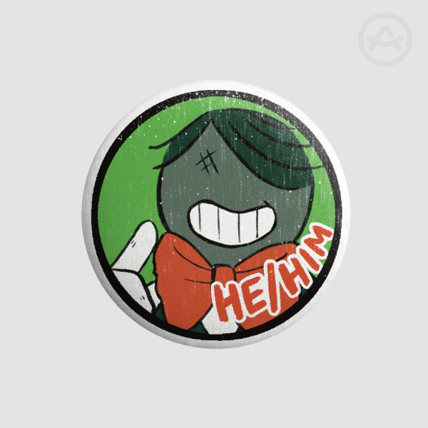 Small Mike Pronouns He/Him Badge