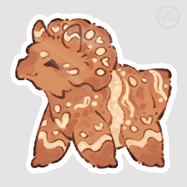 Gingerbread Triceratops Die Cut Sticker