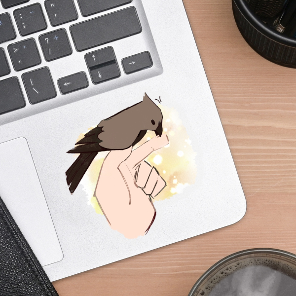 Bird bite Clear Vinyl Die Cut Sticker